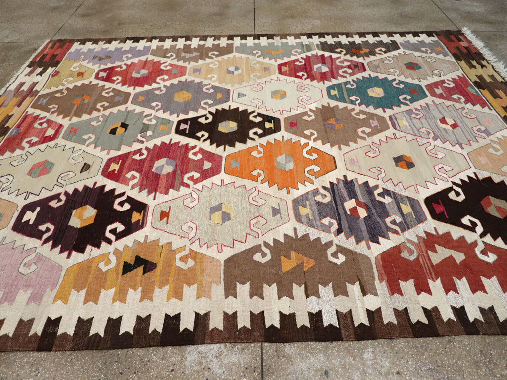 Contemporary Turkish Flatweave Kilim Room Size Carpet, No.30865 - Gss