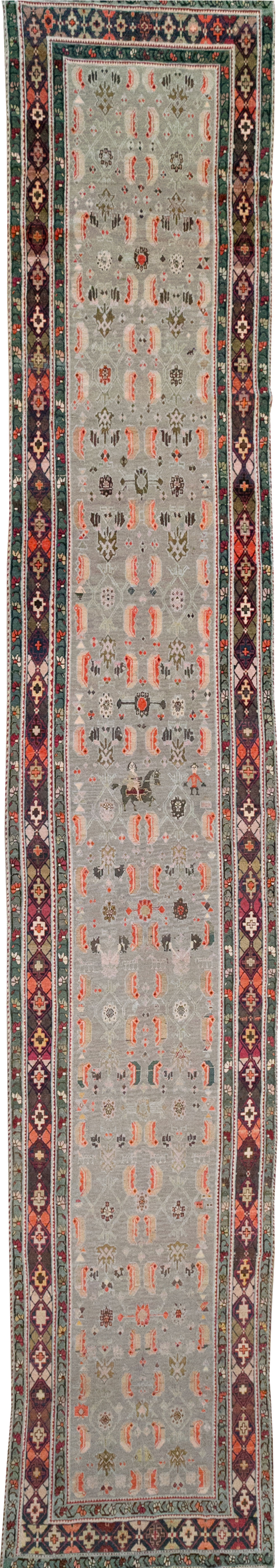 Antique Caucasian Karabagh Wide Gallery Runner, No.30873 - Gss