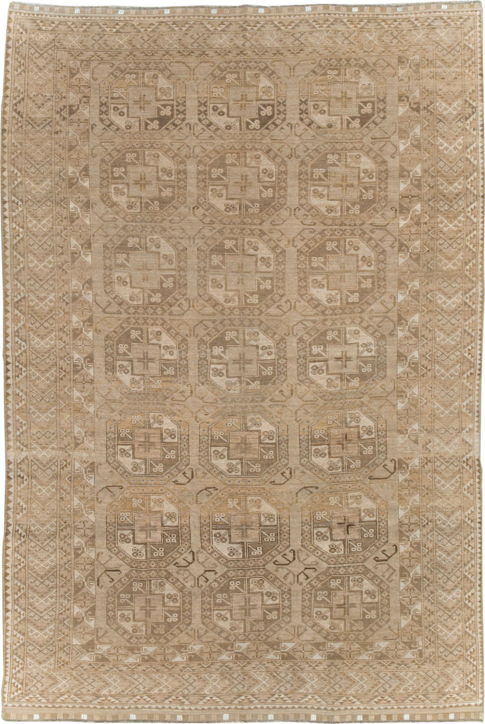 Vintage Central Asian Turkoman Tribal Room Size Carpet, No.30883 - Gss