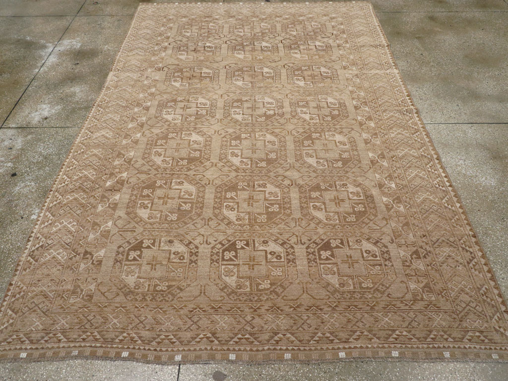 Vintage Central Asian Turkoman Tribal Room Size Carpet, No.30883 - Gss