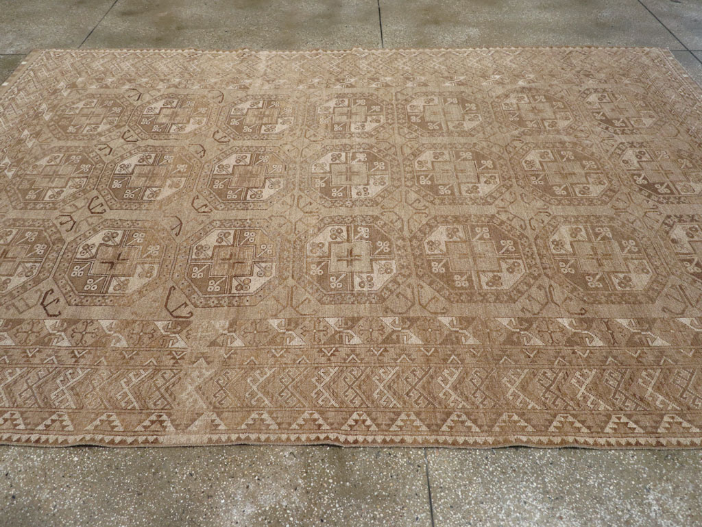 Vintage Central Asian Turkoman Tribal Room Size Carpet, No.30883 - Gss