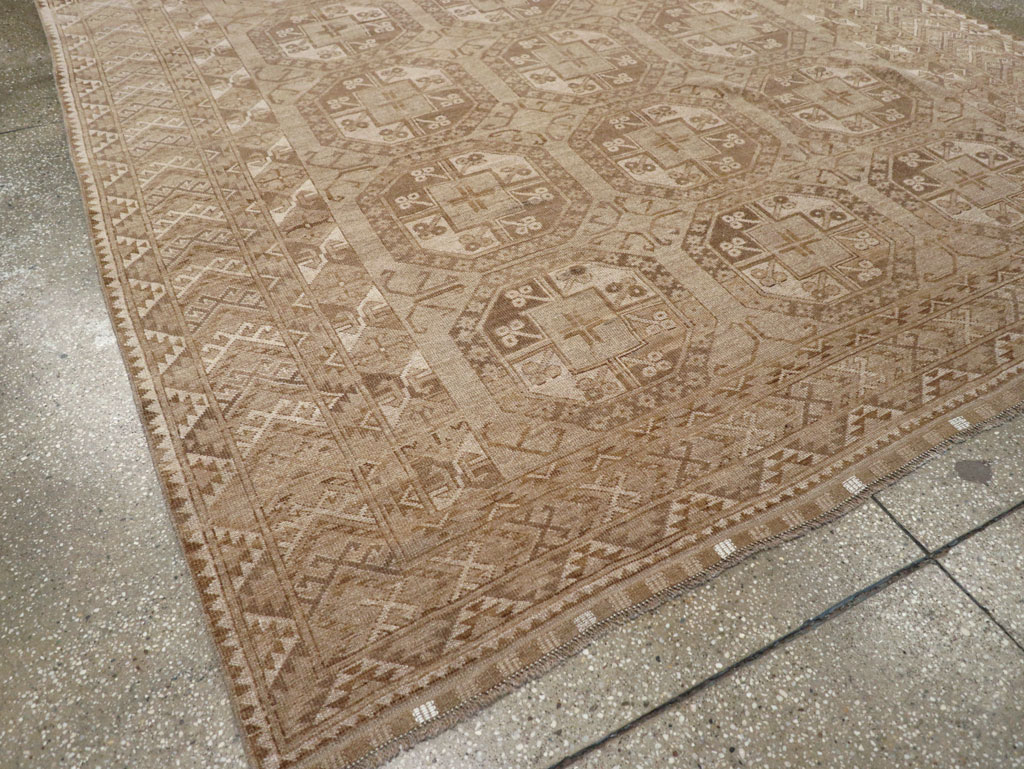 Vintage Central Asian Turkoman Tribal Room Size Carpet, No.30883 - Gss