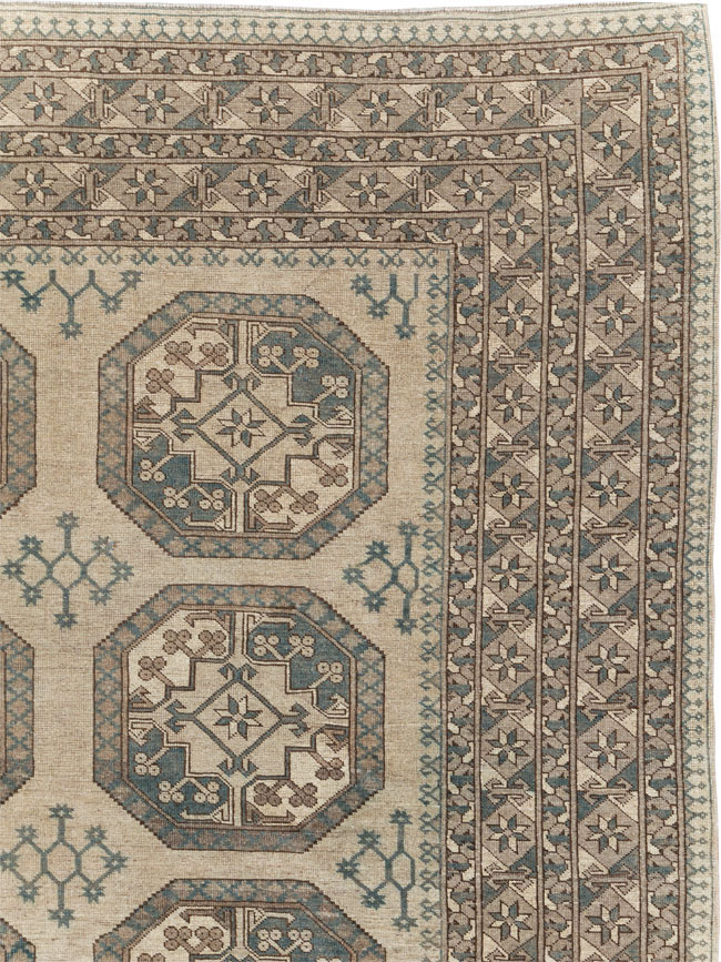 Vintage Central Asian Turkoman Small Room Size Tribal Carpet, No.30884 - Gss