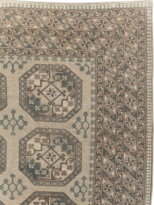 Vintage Central Asian Turkoman Small Room Size Tribal Carpet, No.30884 - Gss
