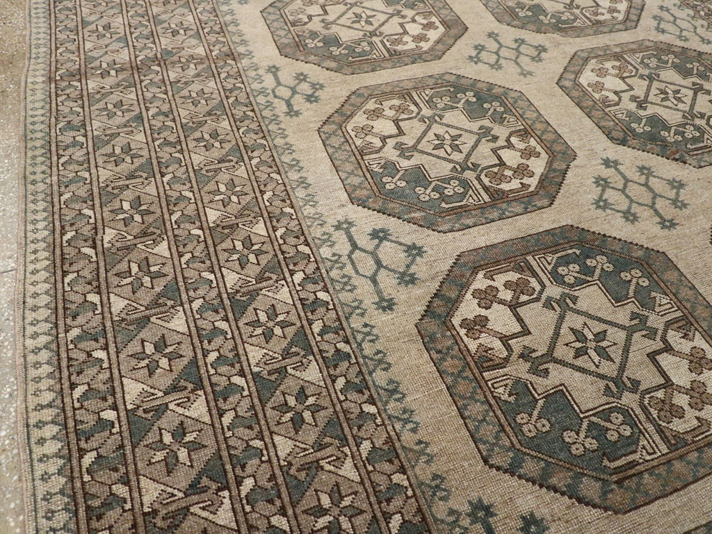 Vintage Central Asian Turkoman Small Room Size Tribal Carpet, No.30884 - Gss