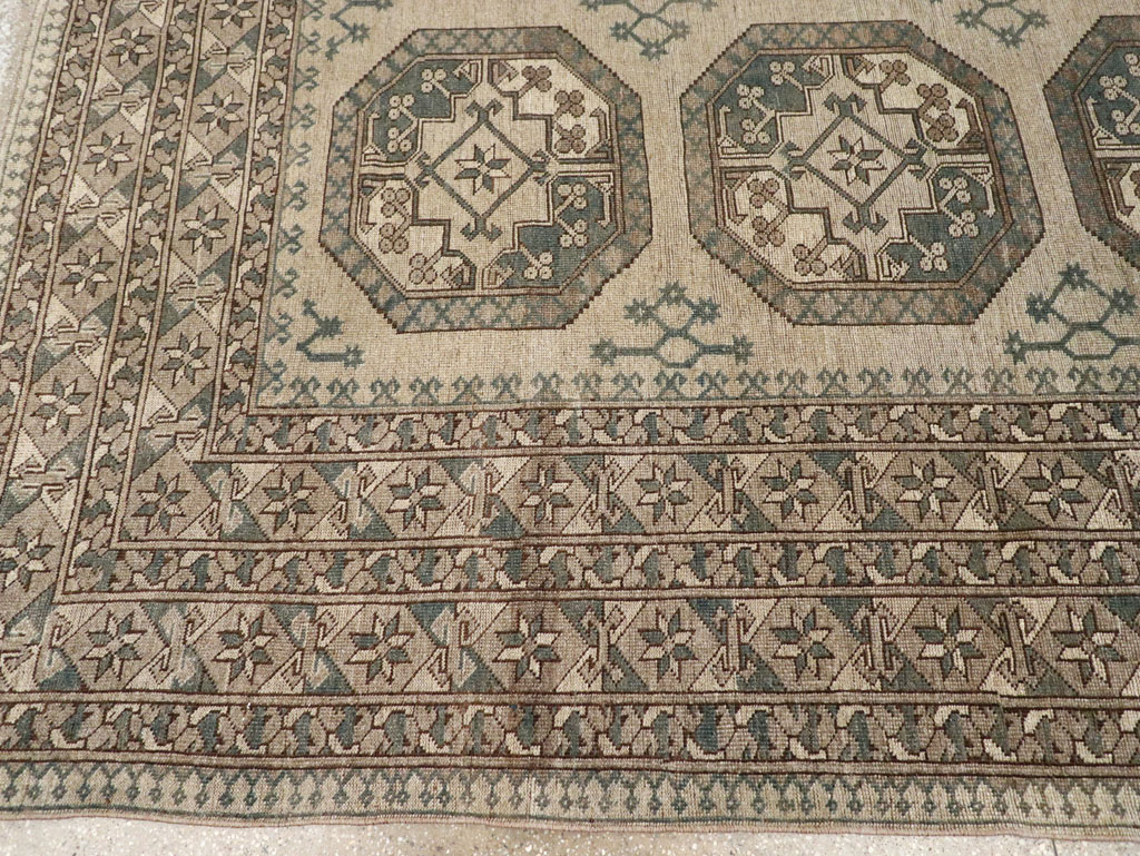 Vintage Central Asian Turkoman Small Room Size Tribal Carpet, No.30884 - Gss