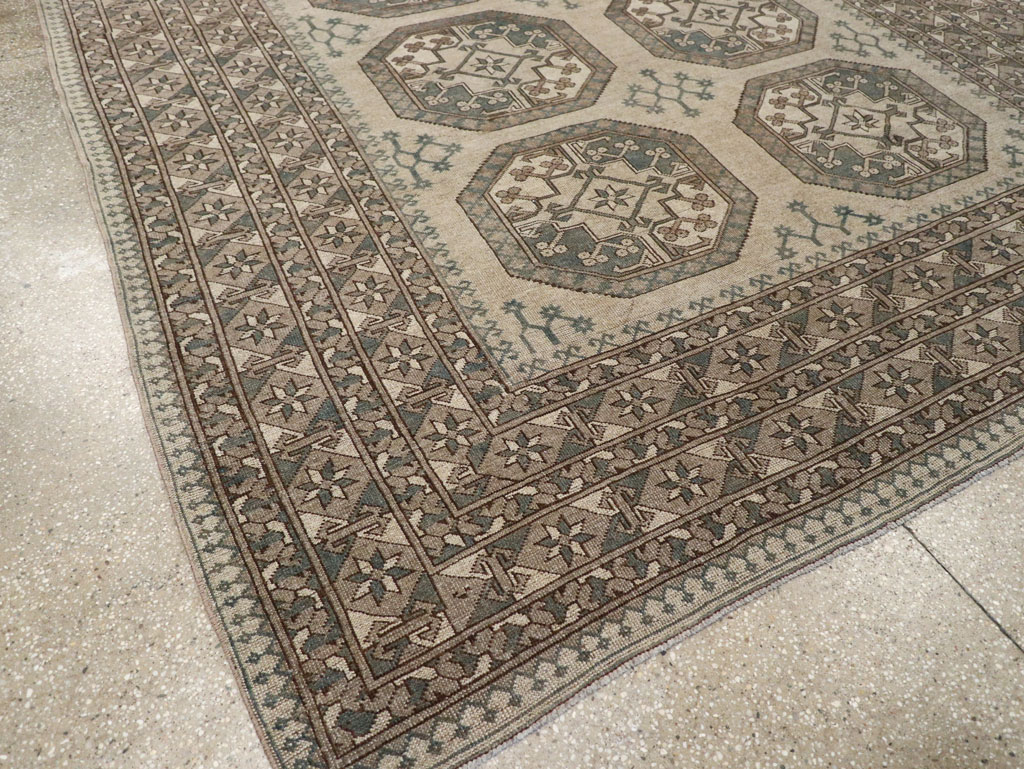 Vintage Central Asian Turkoman Small Room Size Tribal Carpet, No.30884 - Gss