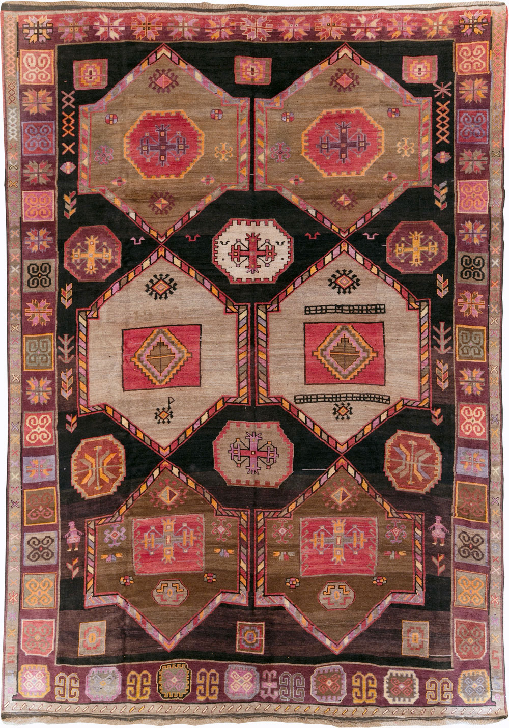 Vintage Turkish Anatolian Tribal Room Size Carpet, No.30914 - Gss