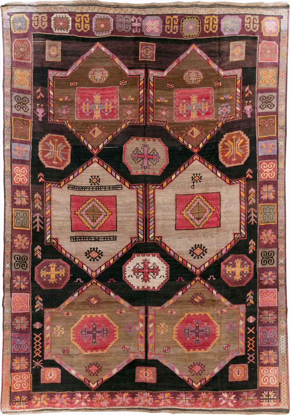 Vintage Turkish Anatolian Tribal Room Size Carpet, No.30914 - Gss