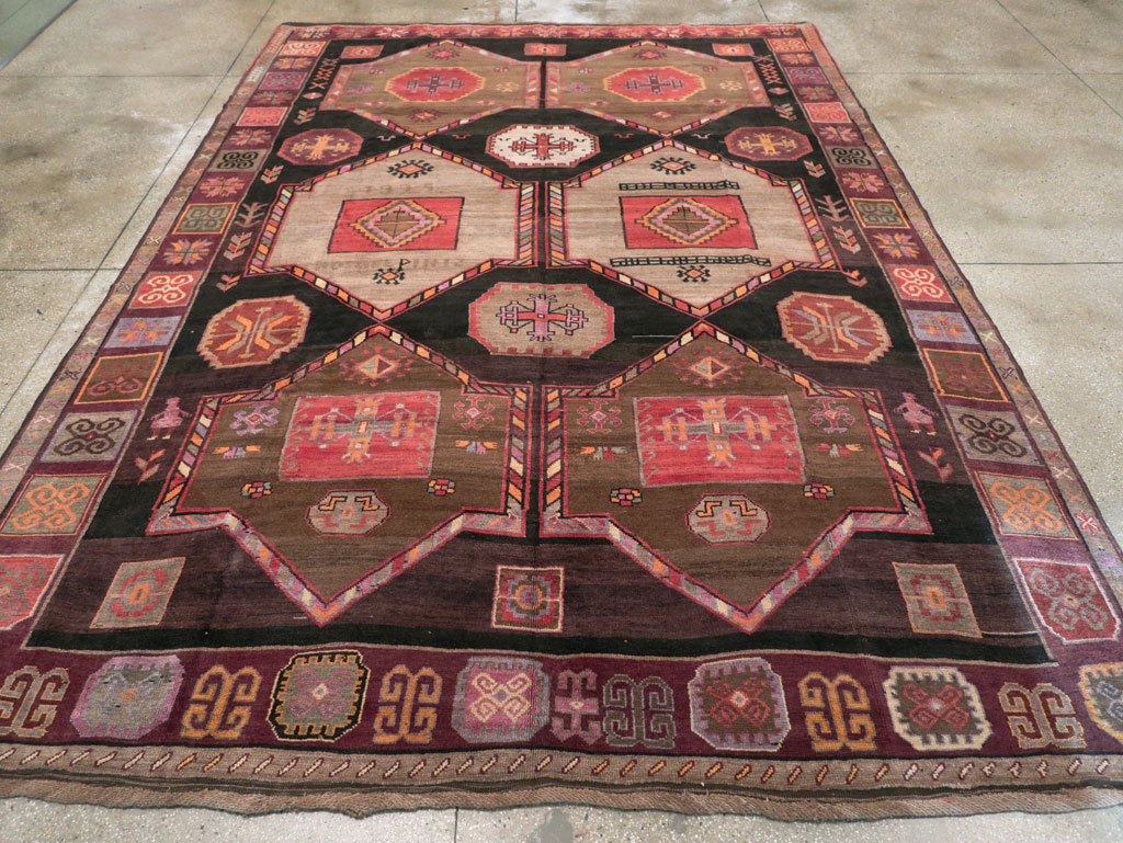 Vintage Turkish Anatolian Tribal Room Size Carpet, No.30914 - Gss