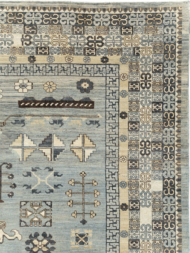 Contemporary East Turkestan Khotan Room Size Carpet, No.30931 - Gss