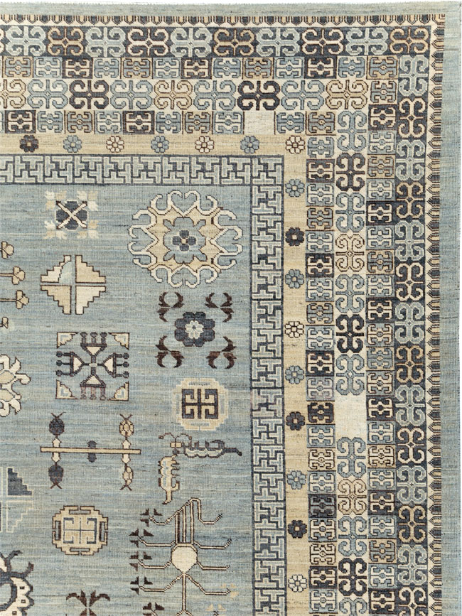 Contemporary East Turkestan Khotan Room Size Carpet, No.30931 - Gss