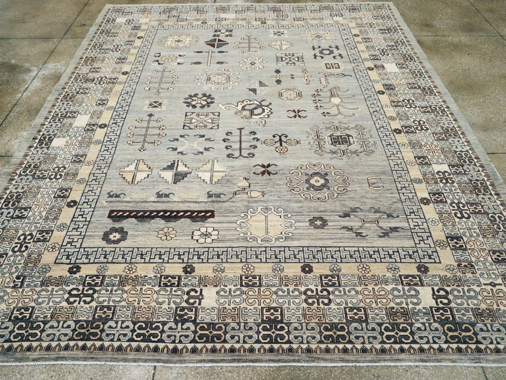 Contemporary East Turkestan Khotan Room Size Carpet, No.30931 - Gss