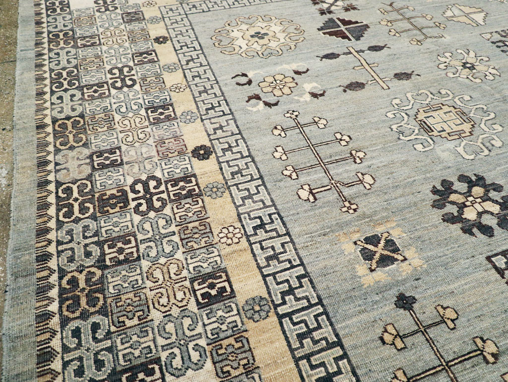 Contemporary East Turkestan Khotan Room Size Carpet, No.30931 - Gss