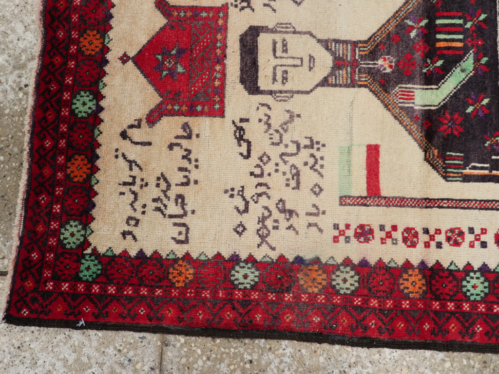 Vintage Persian Turkoman Pictorial Rug, No.30942 - Gss