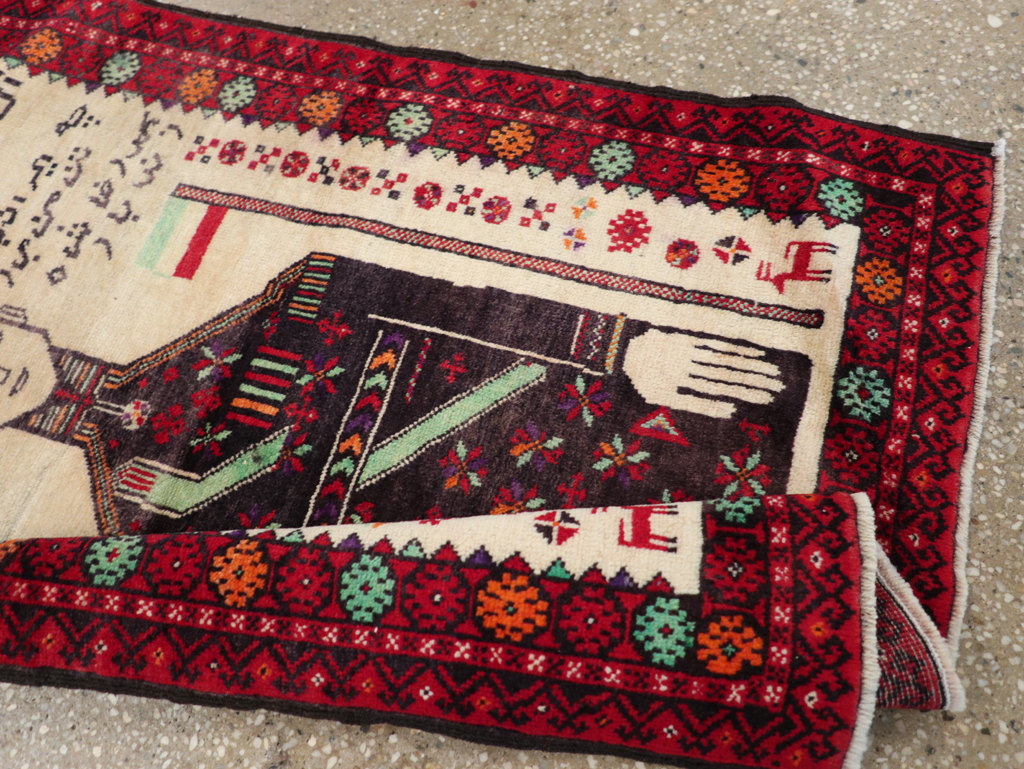 Vintage Persian Turkoman Pictorial Rug, No.30942 - Gss