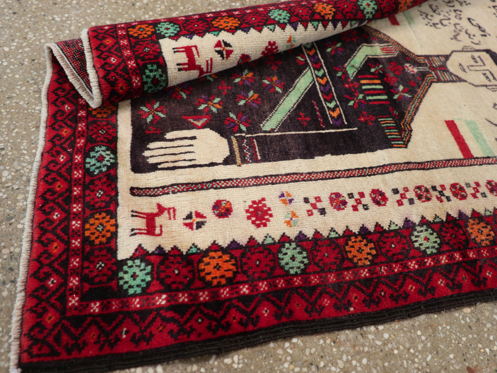 Vintage Persian Turkoman Pictorial Rug, No.30942 - Gss