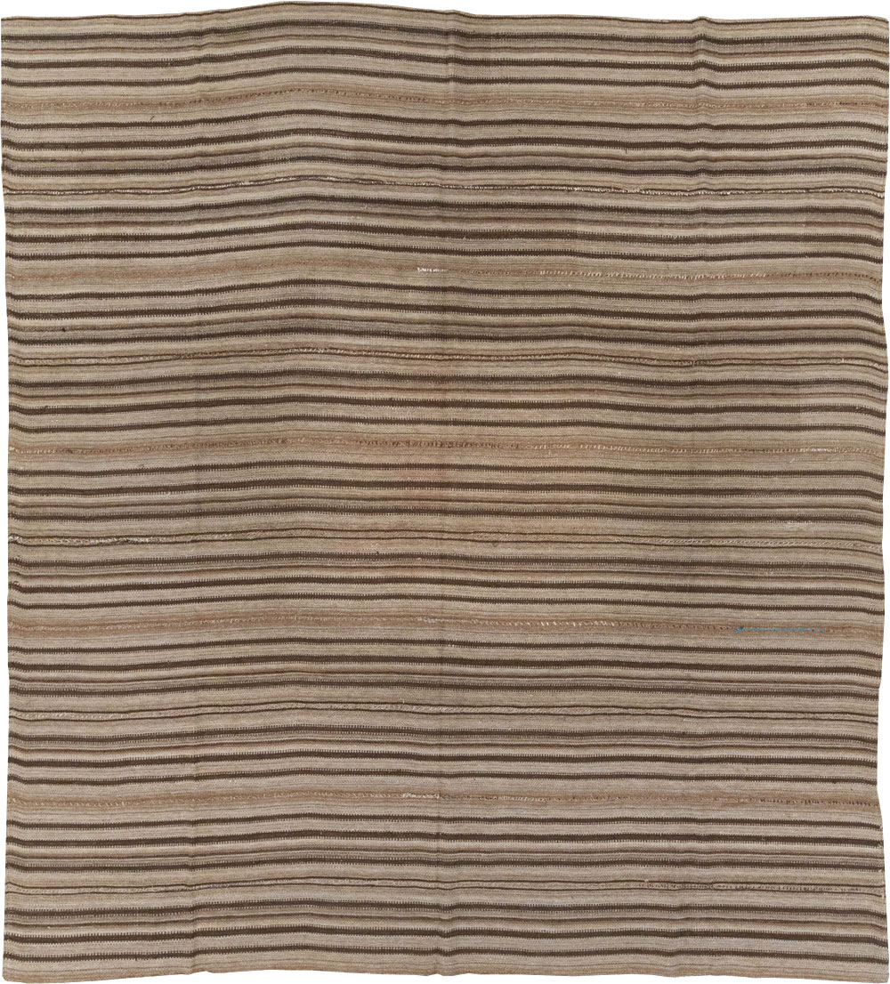 Vintage Turkish Flatweave Kilim Square Room Size Carpet, No.30949 - Gss