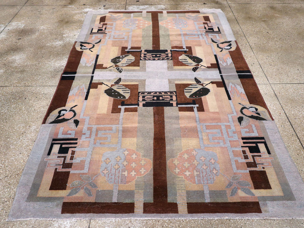 Vintage Turkish Art Deco Accent Carpet, No.30958 - Gss