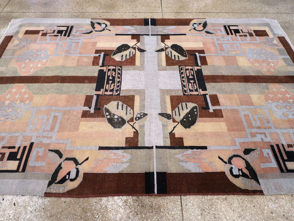 Vintage Turkish Art Deco Accent Carpet, No.30958 - Gss