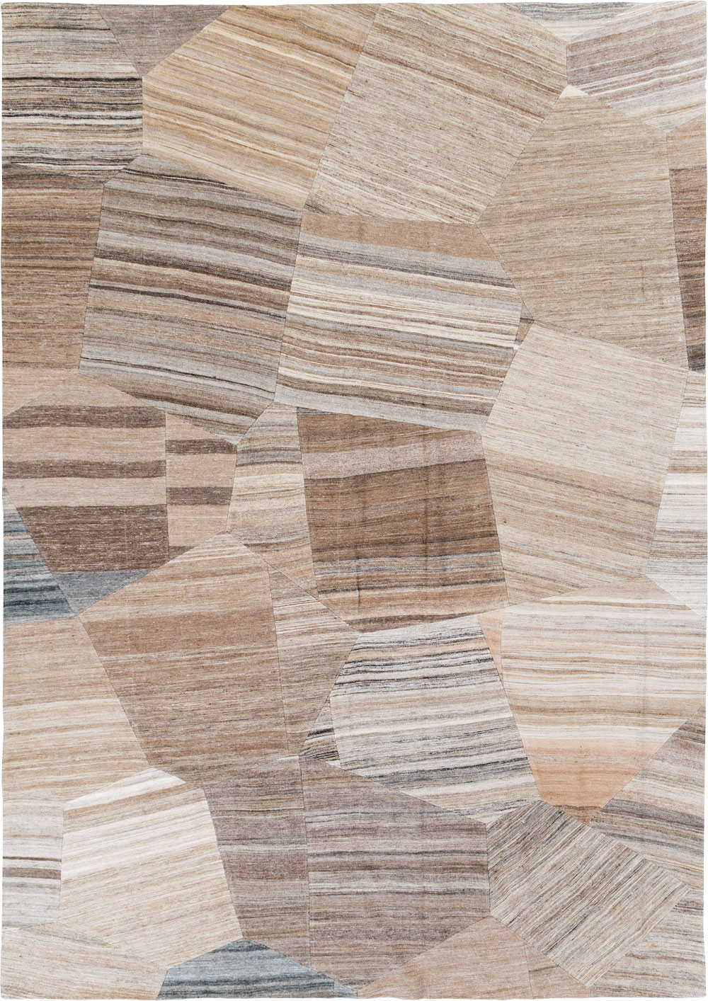 Contemporary Turkish Flatweave Patchwork Style Room Size Carpet, No.30968 - Gss