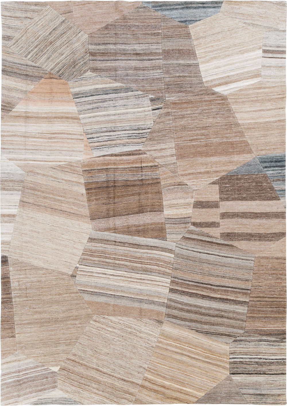 Contemporary Turkish Flatweave Patchwork Style Room Size Carpet, No.30968 - Gss