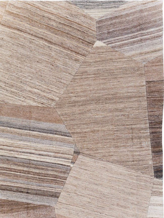 Contemporary Turkish Flatweave Patchwork Style Room Size Carpet, No.30968 - Gss