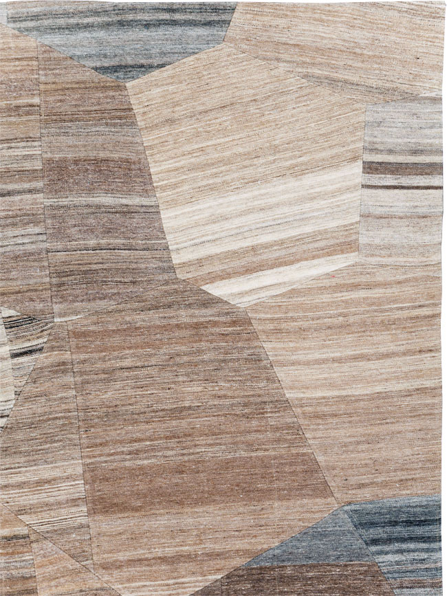 Contemporary Turkish Flatweave Patchwork Style Room Size Carpet, No.30968 - Gss