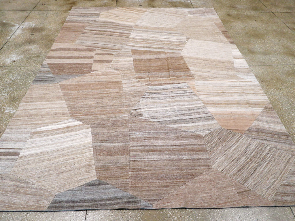 Contemporary Turkish Flatweave Patchwork Style Room Size Carpet, No.30968 - Gss