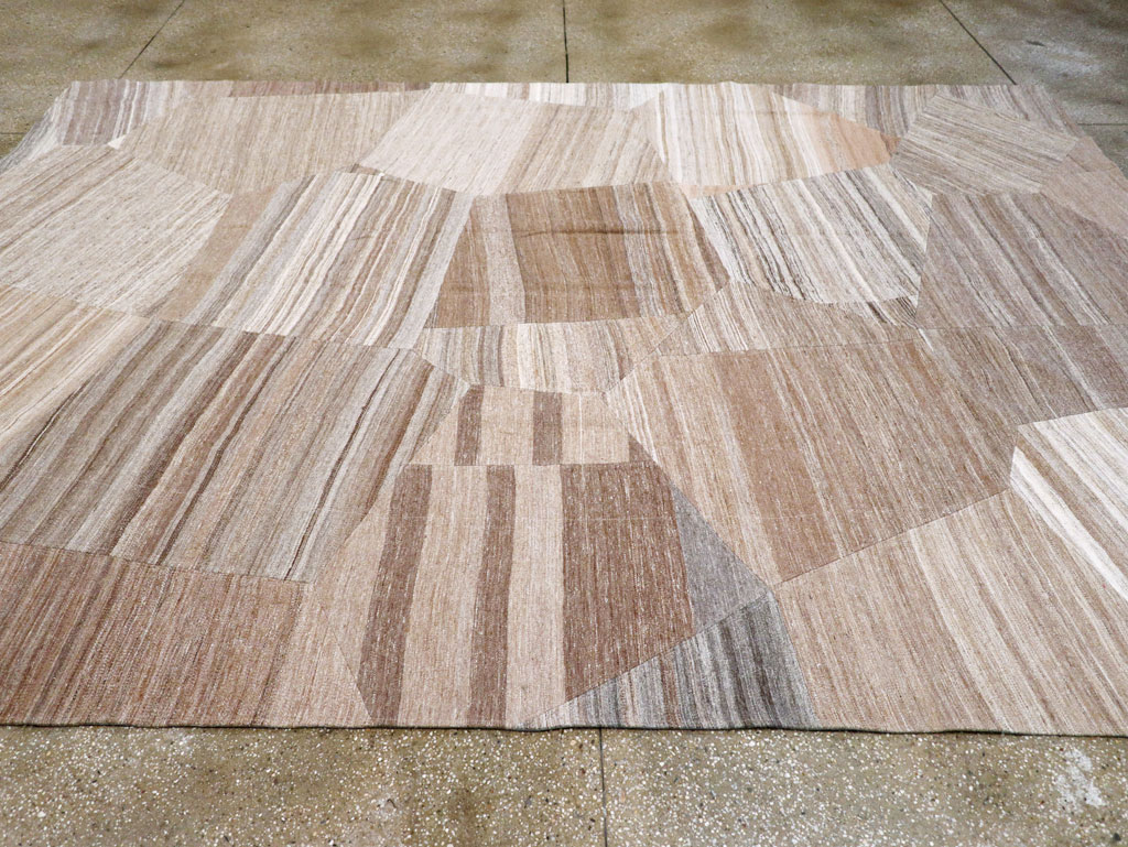 Contemporary Turkish Flatweave Patchwork Style Room Size Carpet, No.30968 - Gss