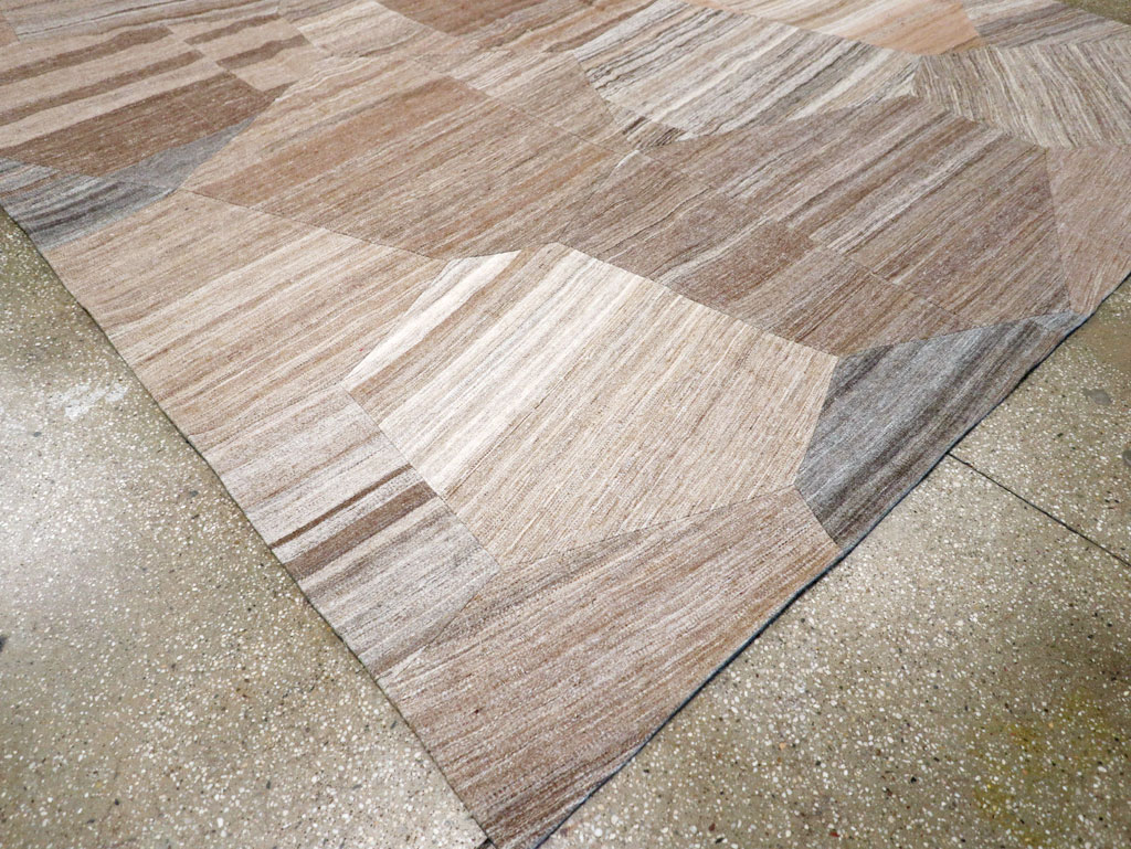 Contemporary Turkish Flatweave Patchwork Style Room Size Carpet, No.30968 - Gss