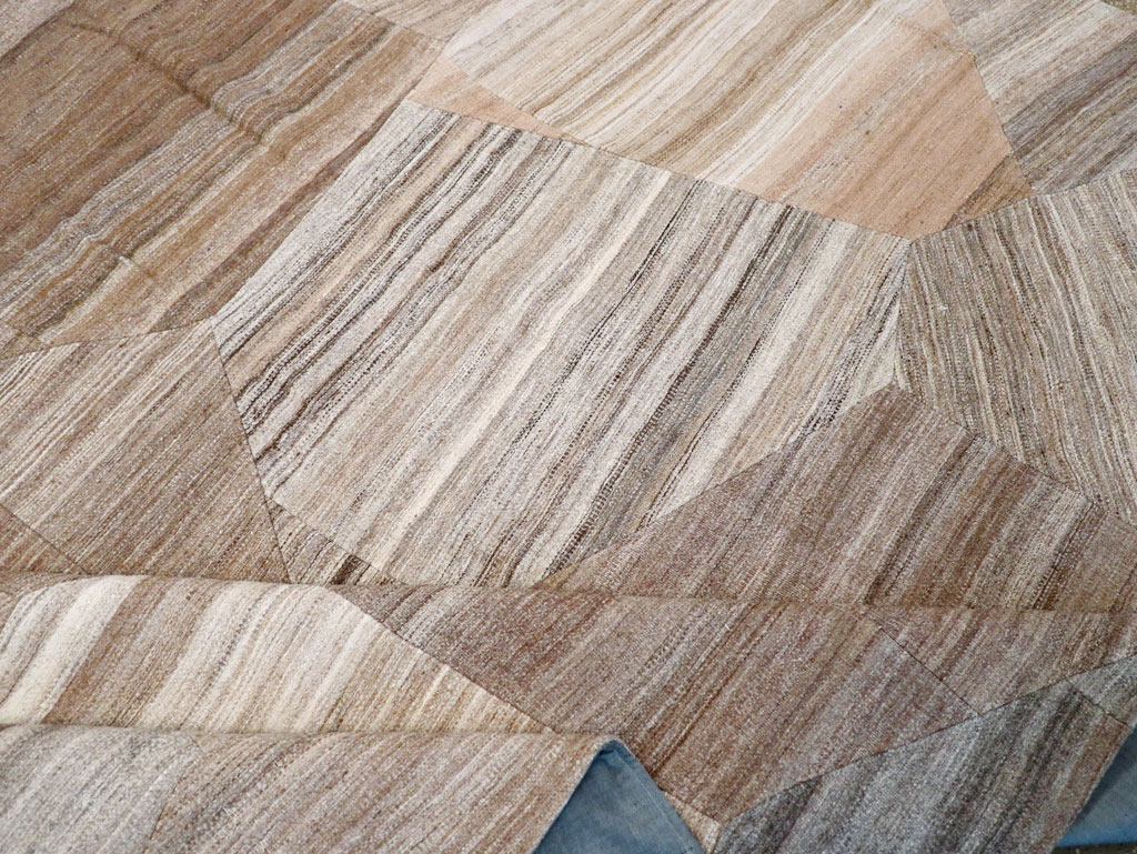 Contemporary Turkish Flatweave Patchwork Style Room Size Carpet, No.30968 - Gss