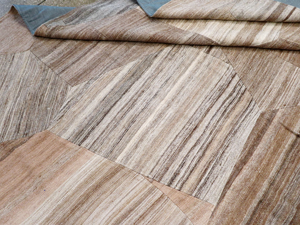 Contemporary Turkish Flatweave Patchwork Style Room Size Carpet, No.30968 - Gss