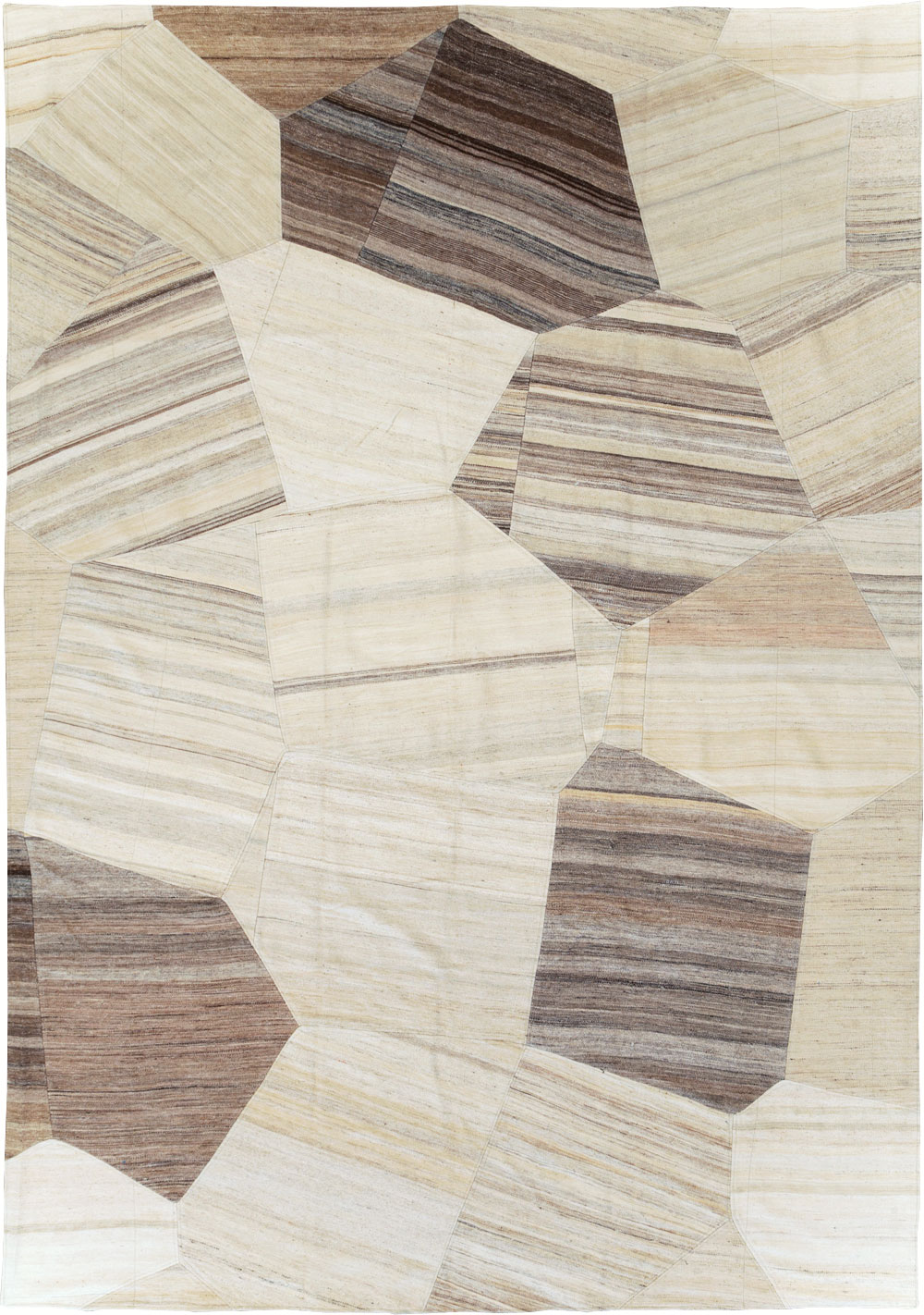 Contemporary Turkish Flatweave Patchwork Style Room Size Carpet, No.30969 - Gss