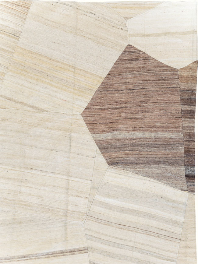 Contemporary Turkish Flatweave Patchwork Style Room Size Carpet, No.30969 - Gss