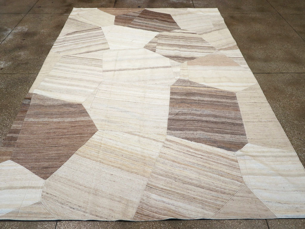 Contemporary Turkish Flatweave Patchwork Style Room Size Carpet, No.30969 - Gss