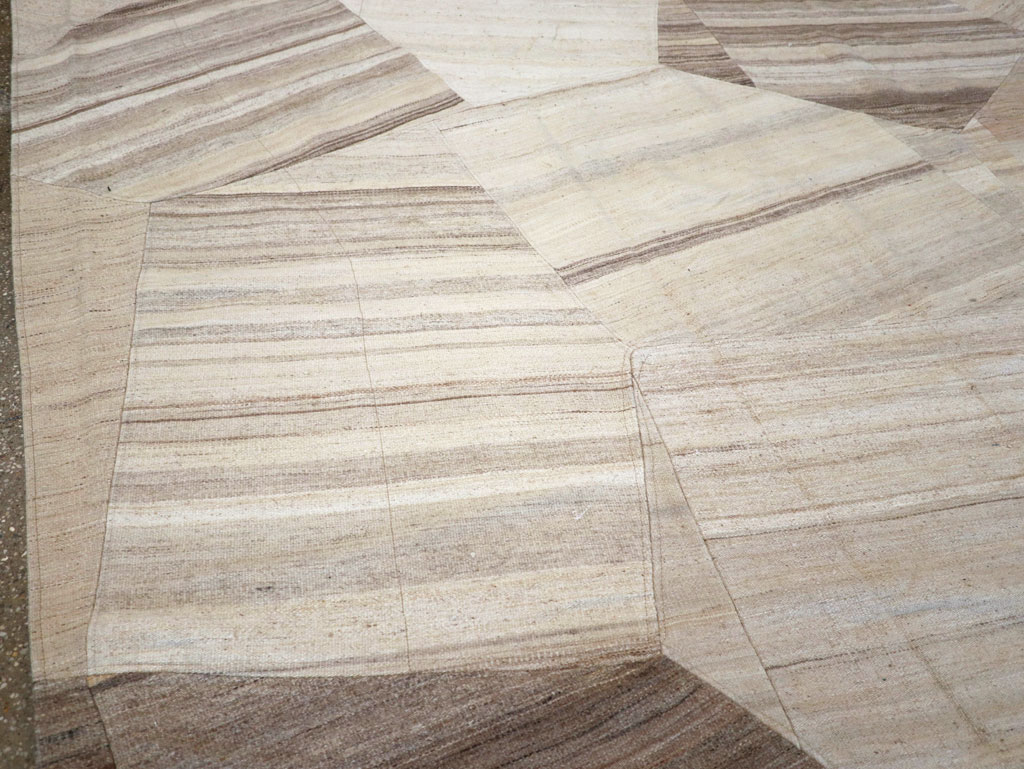 Contemporary Turkish Flatweave Patchwork Style Room Size Carpet, No.30969 - Gss