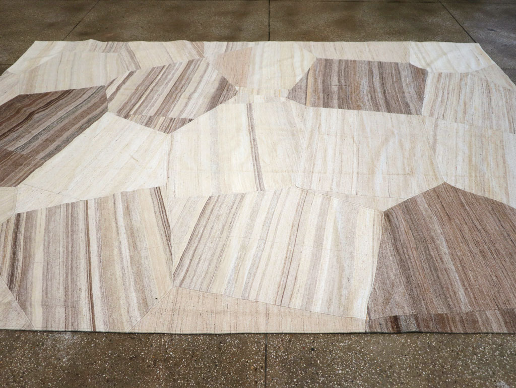 Contemporary Turkish Flatweave Patchwork Style Room Size Carpet, No.30969 - Gss