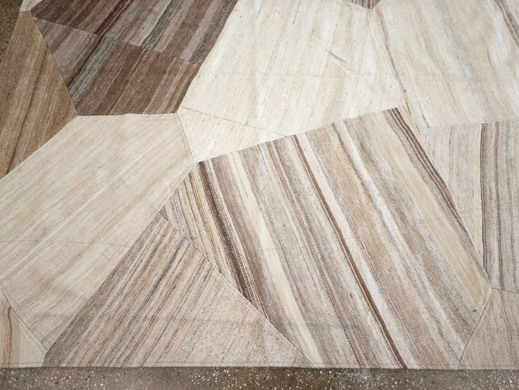 Contemporary Turkish Flatweave Patchwork Style Room Size Carpet, No.30969 - Gss