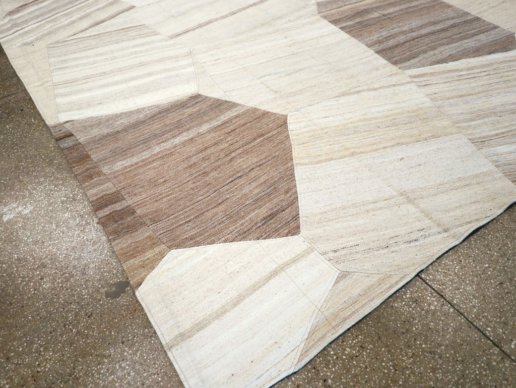 Contemporary Turkish Flatweave Patchwork Style Room Size Carpet, No.30969 - Gss