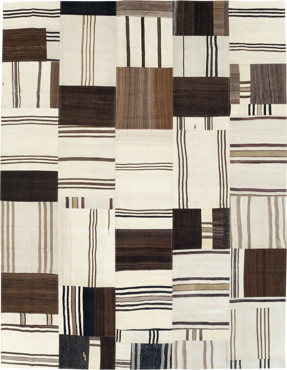 Contemporary Turkish Flatweave Patchwork Style Room Size Carpet, No.30972 - Gss