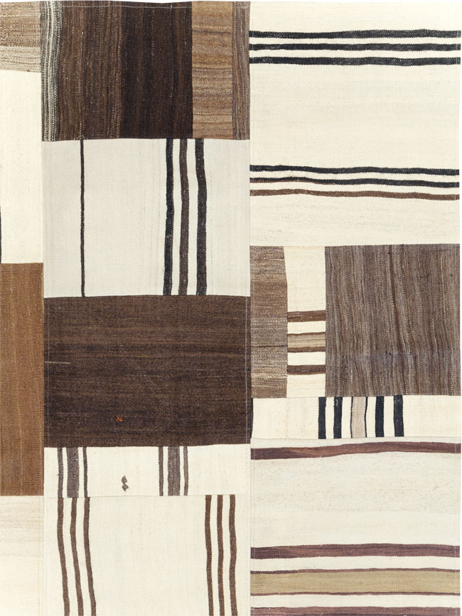 Contemporary Turkish Flatweave Patchwork Style Room Size Carpet, No.30972 - Gss