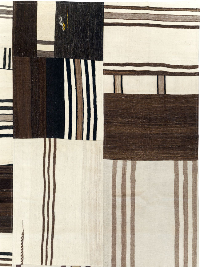 Contemporary Turkish Flatweave Patchwork Style Room Size Carpet, No.30972 - Gss