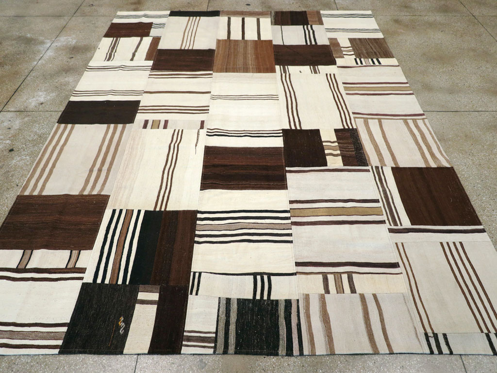 Contemporary Turkish Flatweave Patchwork Style Room Size Carpet, No.30972 - Gss