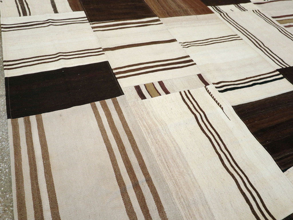 Contemporary Turkish Flatweave Patchwork Style Room Size Carpet, No.30972 - Gss