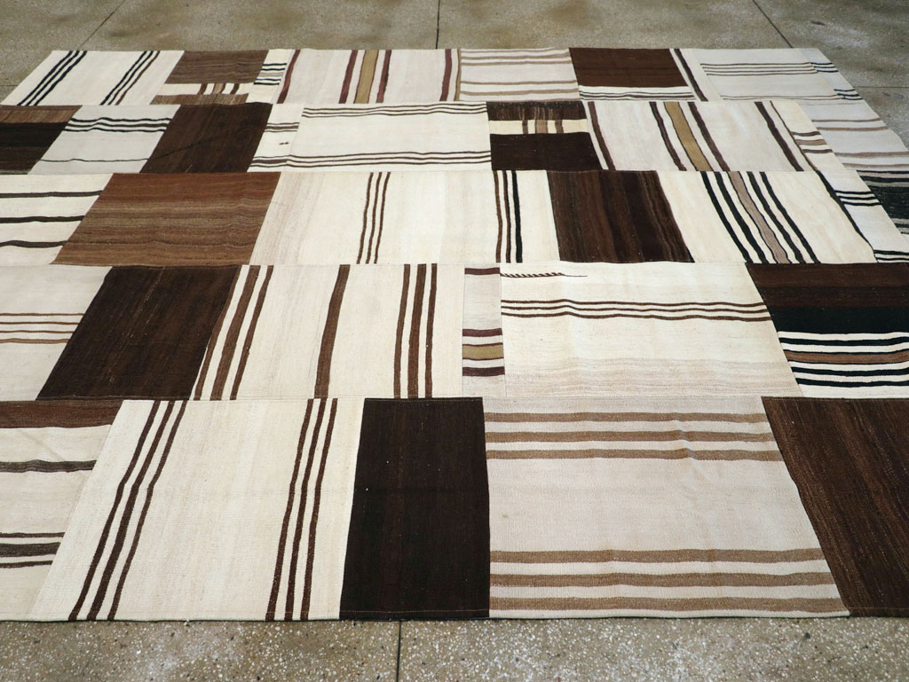 Contemporary Turkish Flatweave Patchwork Style Room Size Carpet, No.30972 - Gss