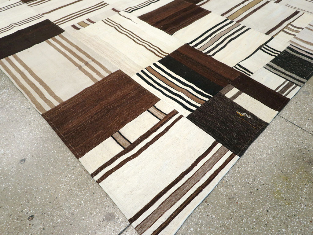 Contemporary Turkish Flatweave Patchwork Style Room Size Carpet, No.30972 - Gss