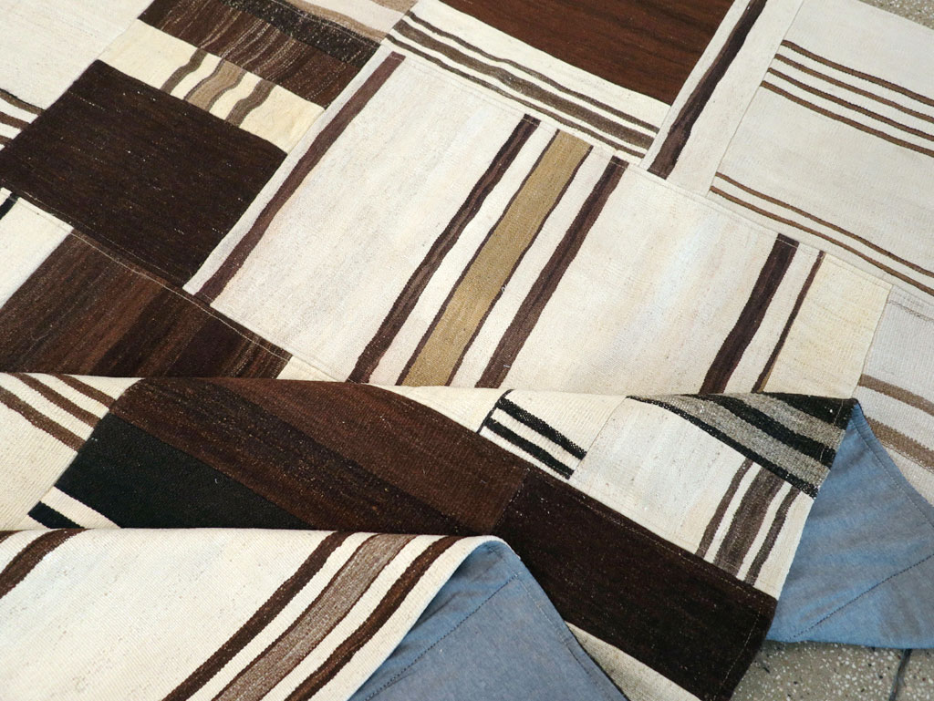 Contemporary Turkish Flatweave Patchwork Style Room Size Carpet, No.30972 - Gss