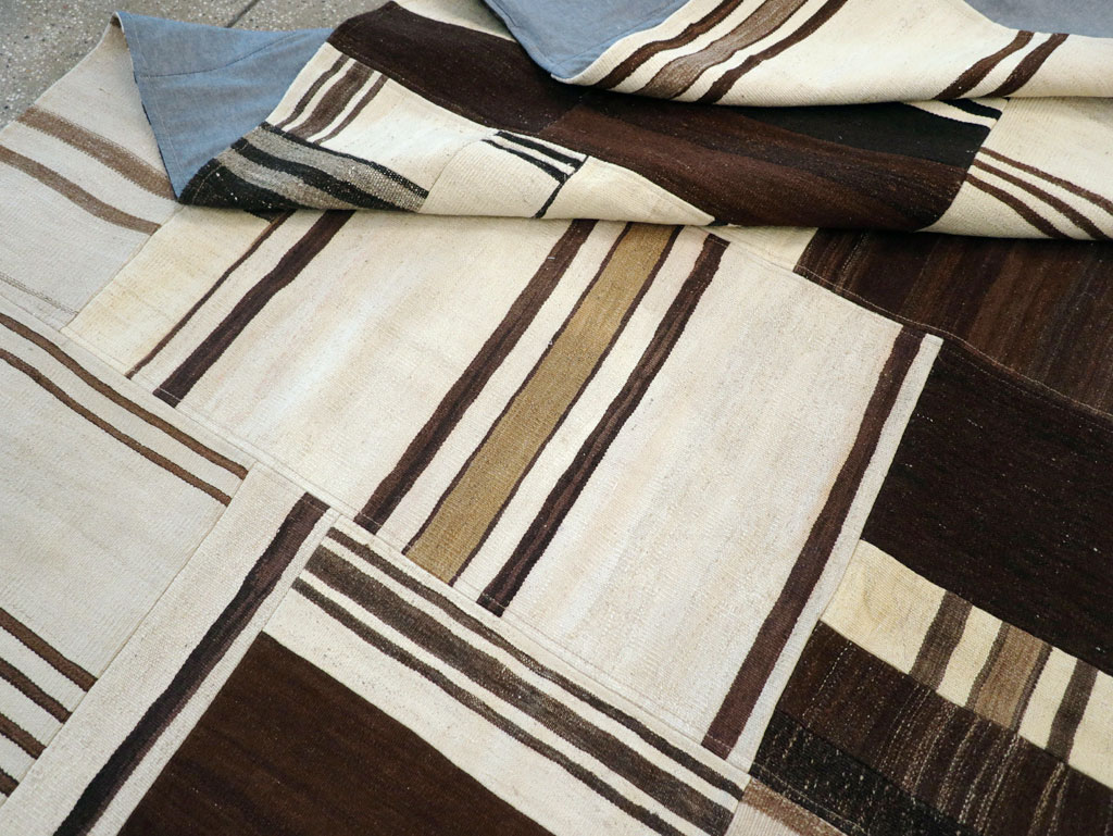 Contemporary Turkish Flatweave Patchwork Style Room Size Carpet, No.30972 - Gss