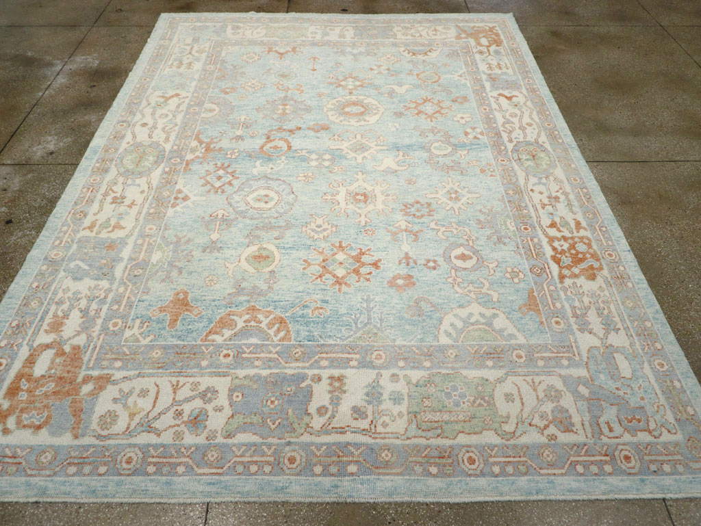 Contemporary Turkish Oushak Room Size Carpet, No.30979 - Gss